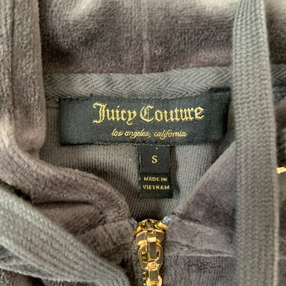 Women's Juicy Couture Vintage J Bling Relaxed Velour Jacket Charcoal Size S - Picture 7 of 12